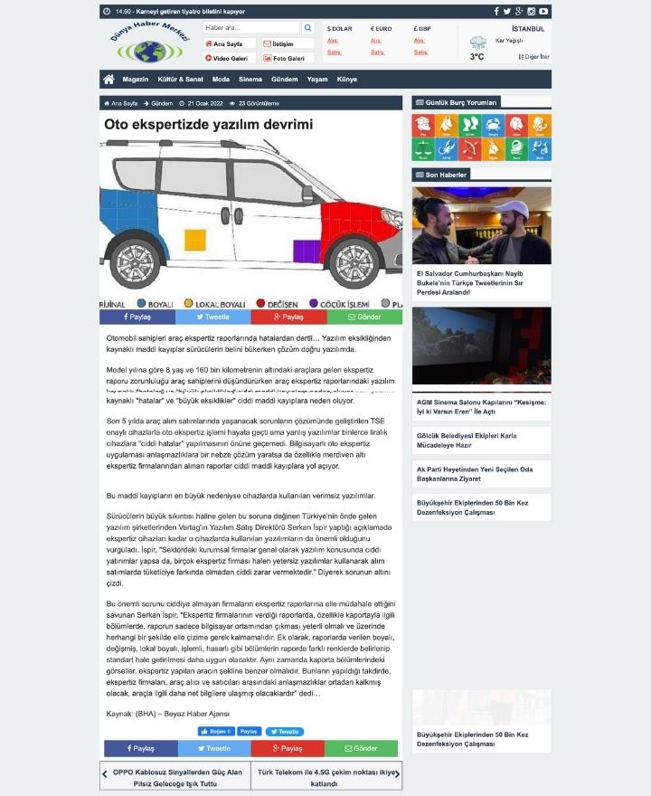 Dünya Haber — خبر عن VARTAG