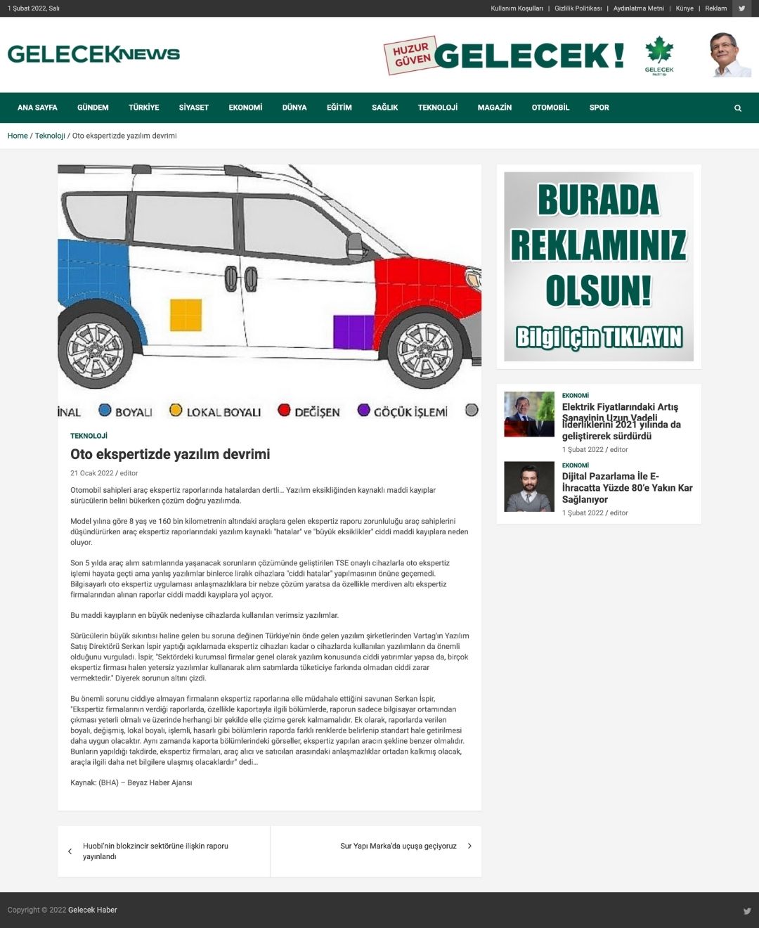 Gelecek News — خبر عن VARTAG